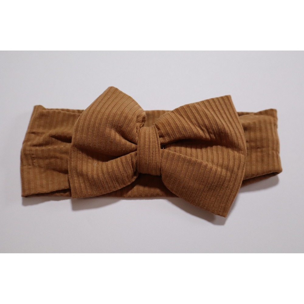 Little Sleepies Brown Ribbed Bamboo Bow Headband NB-3T